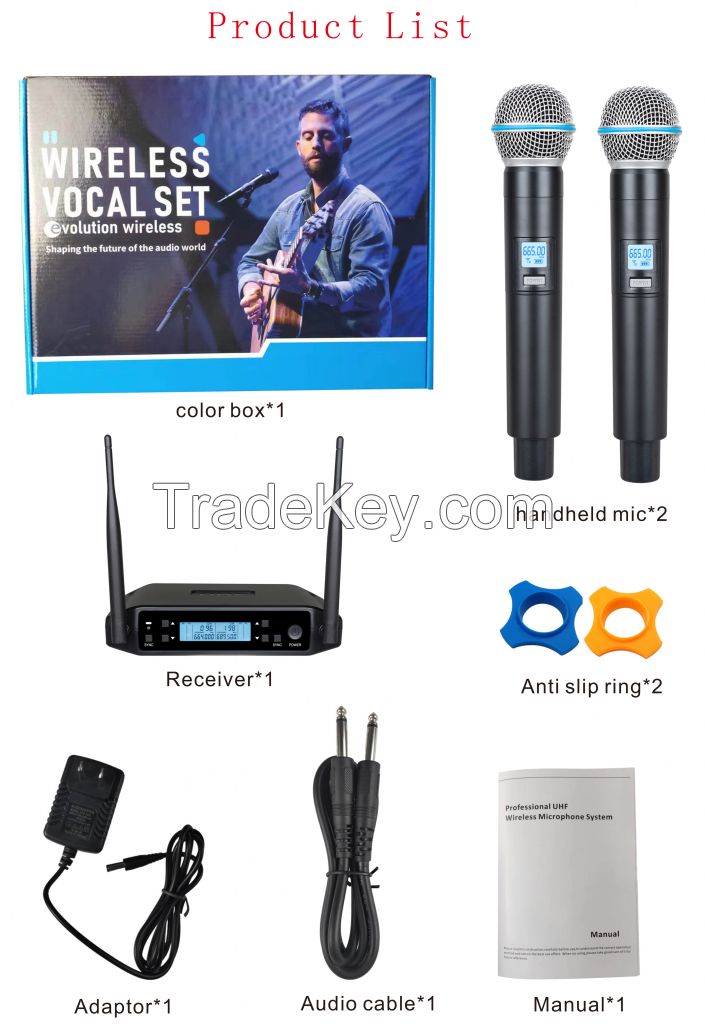 Yitesim GLXD4 UHF Dual Wireless Microphone for Karaoke