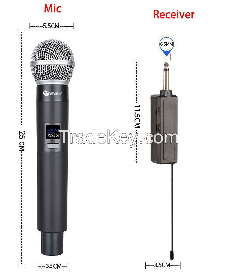 Yitesim SM-58 Dual Channels Rechargeable Wireless Microphone