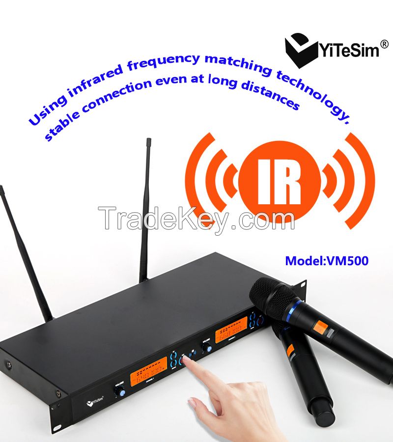 Yitesim VM500 Two Channels UHF wireless Microphone for KTV