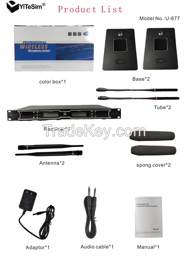 Yitesim U-877 UHF wireless Conference Microphone, for conference and speech