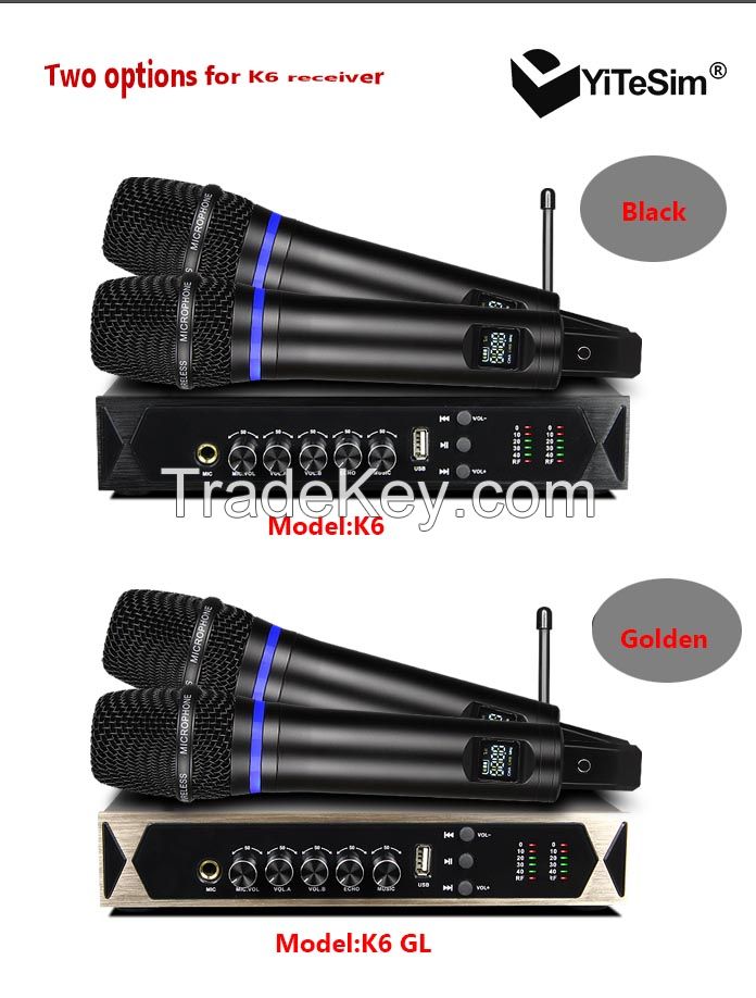 Yitesim K6 Family style Wireless Microphone UHF, with USB, Echo and Bluetooth