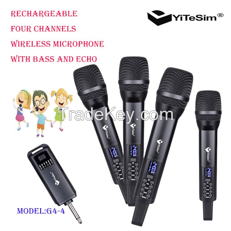 Yitesim G4-4 four Channels Rechargeable Wireless Microphone