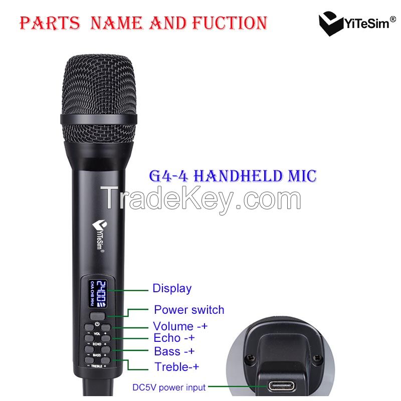 Yitesim G4-4 four Channels Rechargeable Wireless Microphone