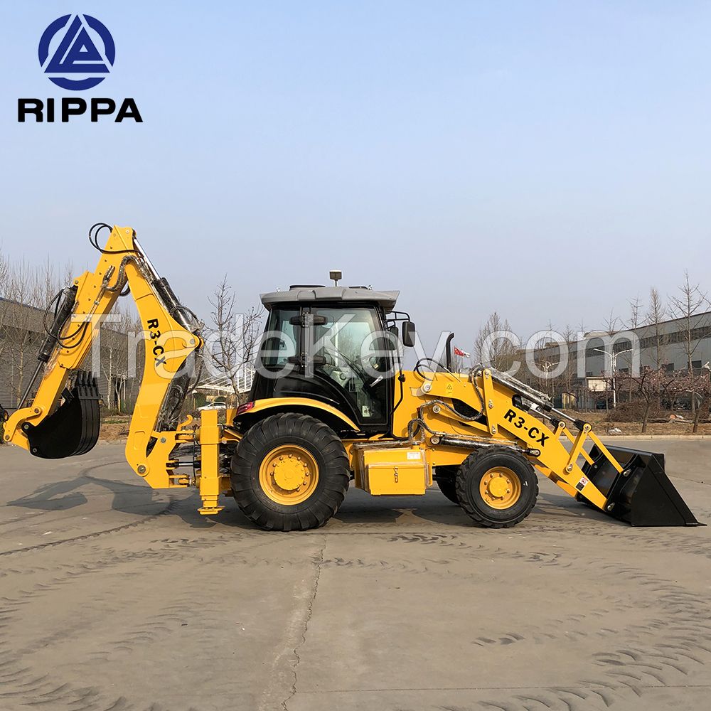 Rippa Mini Diesel Wheel Backhoe Loader with EPA Engine 2 Ton and 6 Ton Rated Load for Manufacturing Plant