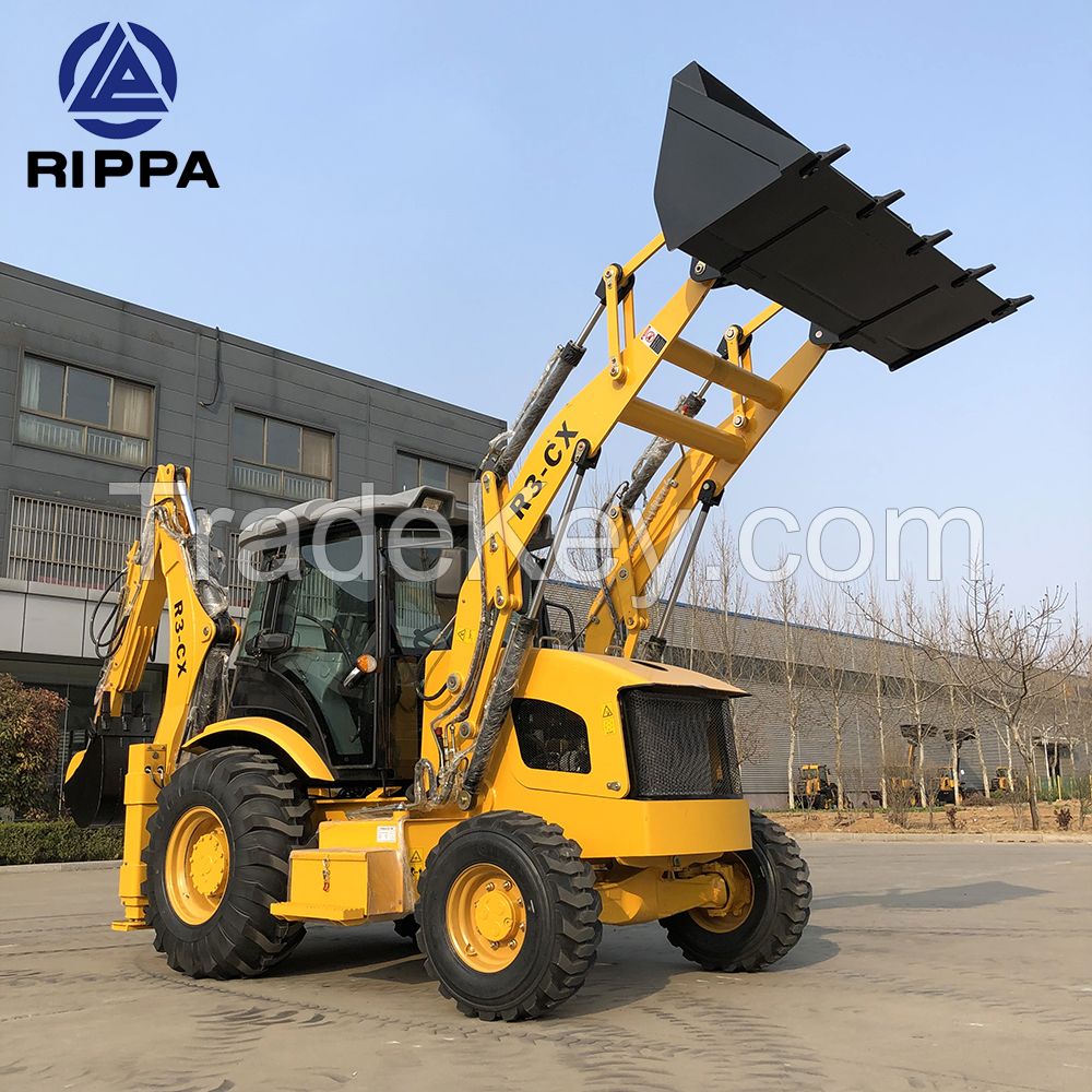 Rippa Mini Diesel Wheel Backhoe Loader with EPA Engine 2 Ton and 6 Ton Rated Load for Manufacturing Plant