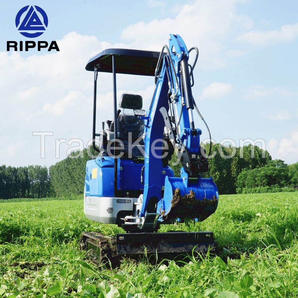 RIPPA Earth-Moving Machinery Farm Mini Excavator Diesel Engine 1.2Ton Small Digger For Sale