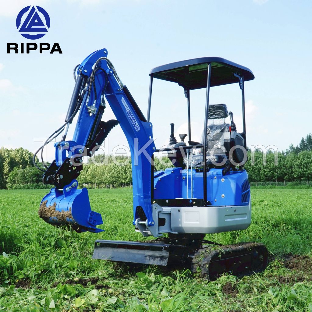 RIPPA Earth-Moving Machinery Farm Mini Excavator Diesel Engine 1.2Ton Small Digger For Sale