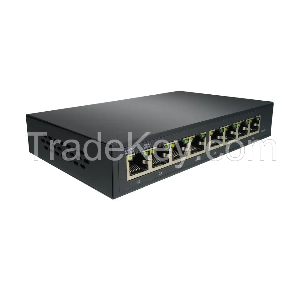 Standard 48V gigabit poe switch unmanaged 8X10/100/1000Base-T port network PoE switch