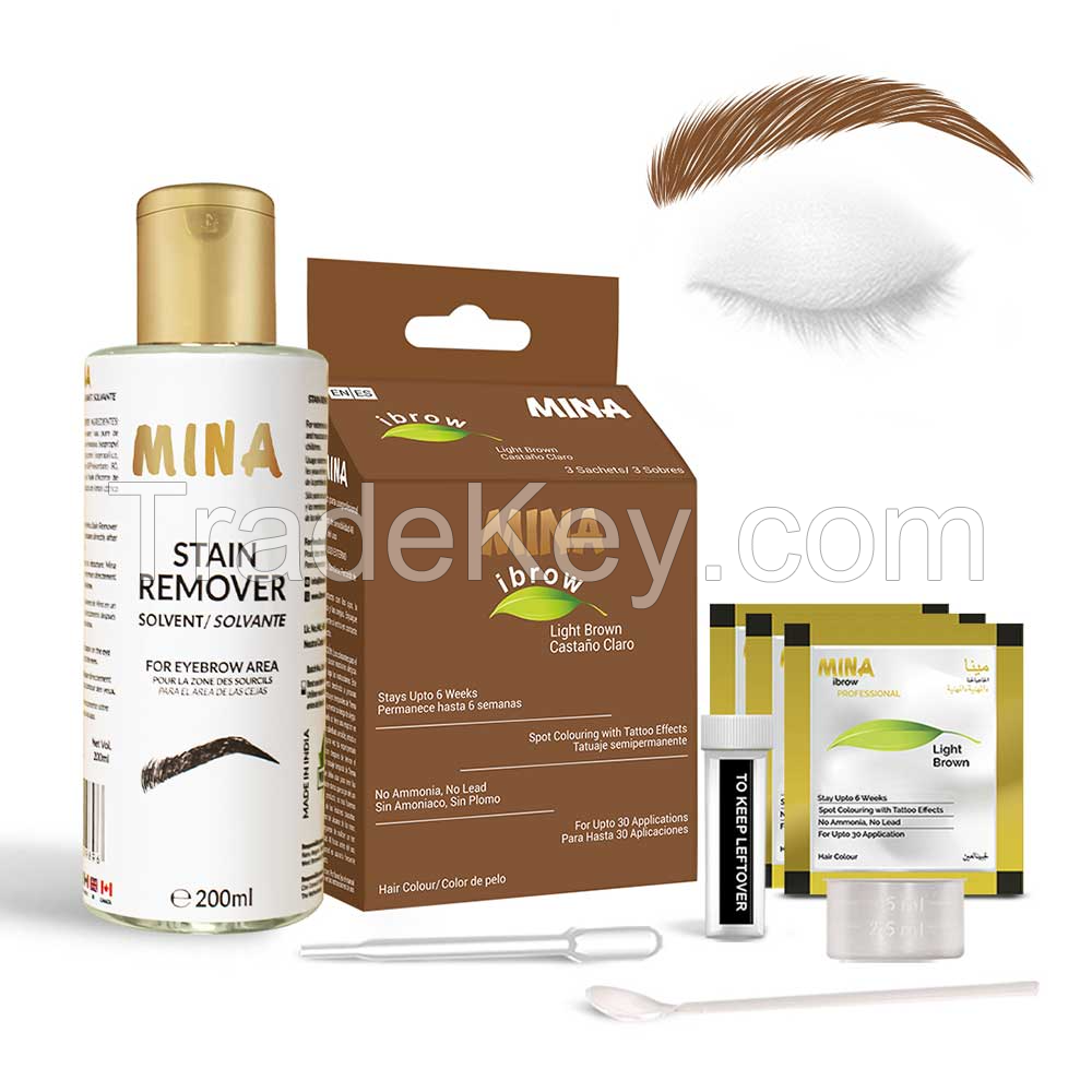 Light Brown Henna color regular kit with Stain Remover