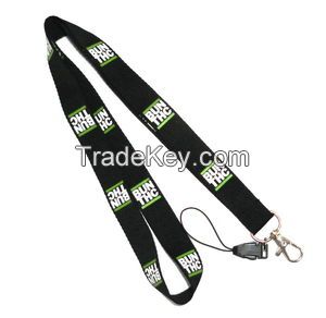  Silk Screen Print Logo Lanyards,Detachable Ribbon Cell Phone Plain Black