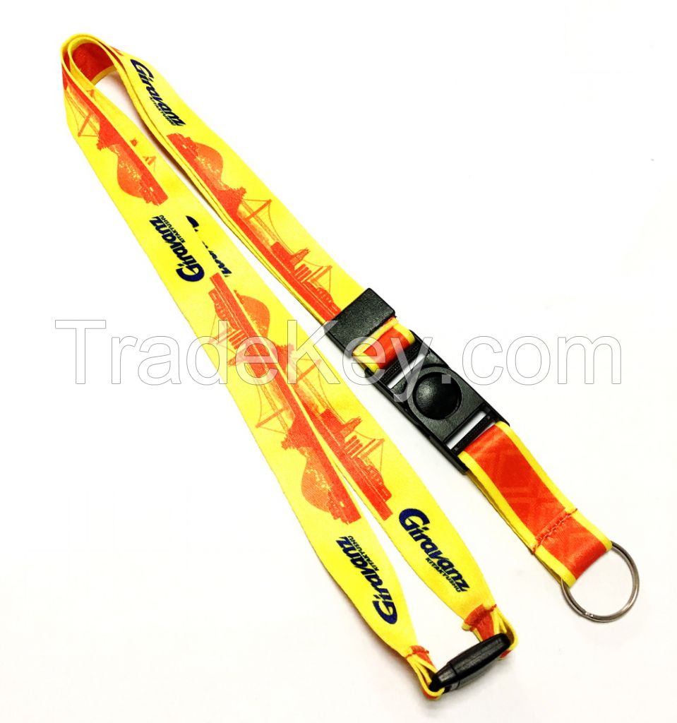 Yellow Red Dye Sublimation Lanyards Sport Competition Activity Event Key Ring