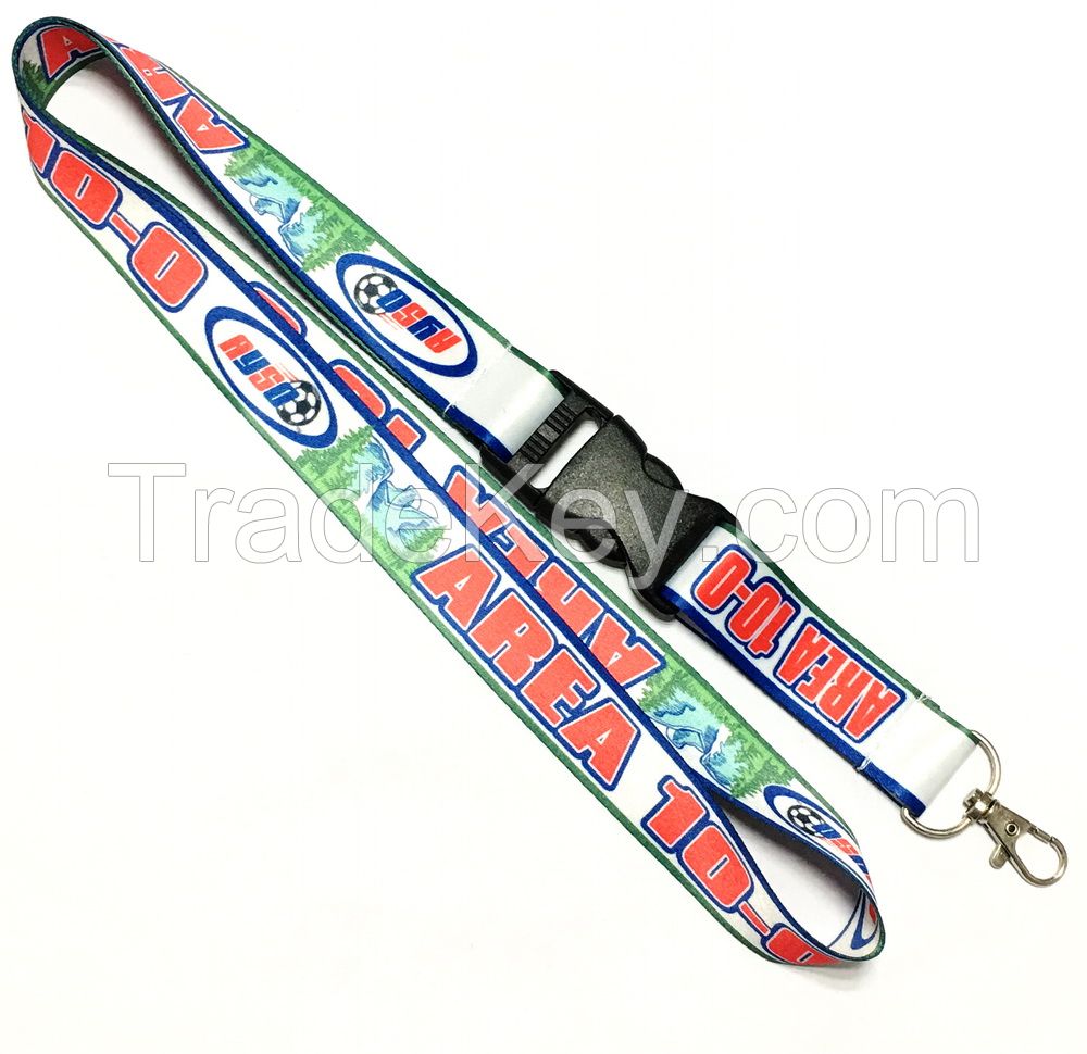 Colorful Dye Sublimation Lanyards Metal Hook Plastic Safety Buckle Sport Activity