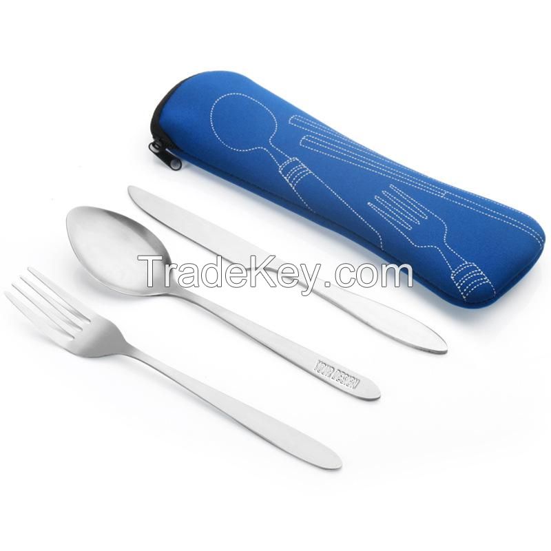 3 Pcs Camping Utensil Set With Neoprene Case