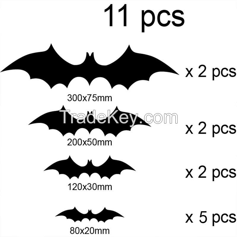 11Pcs 3D Bat Halloween Decoration Decals