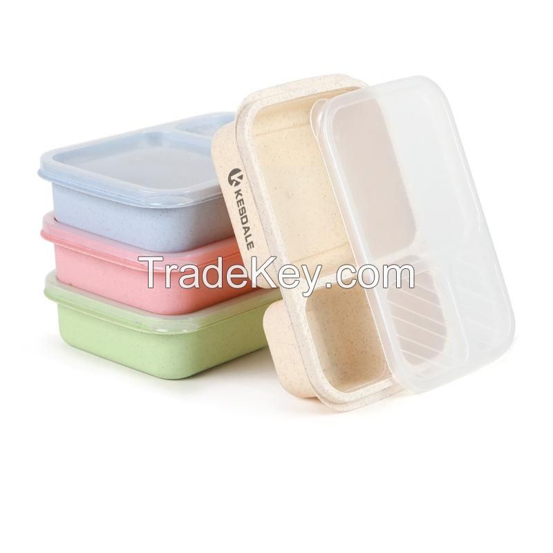 3 Compartment Reusable Wheat Straw Bento Lunch Box