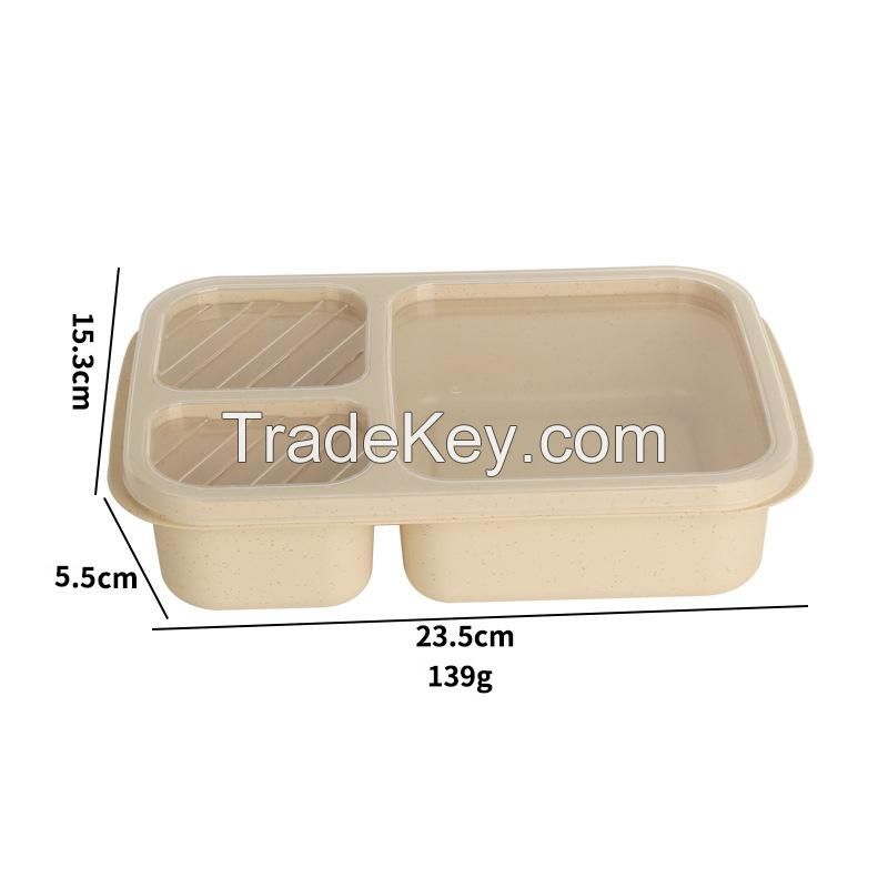 3 Compartment Reusable Wheat Straw Bento Lunch Box