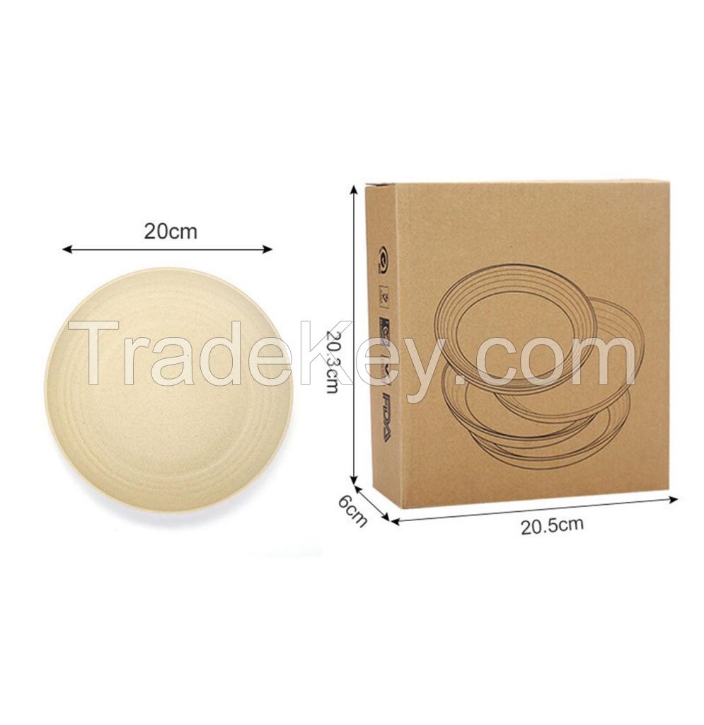 Four Pack Wheat Straw Household Unbreakable Plate