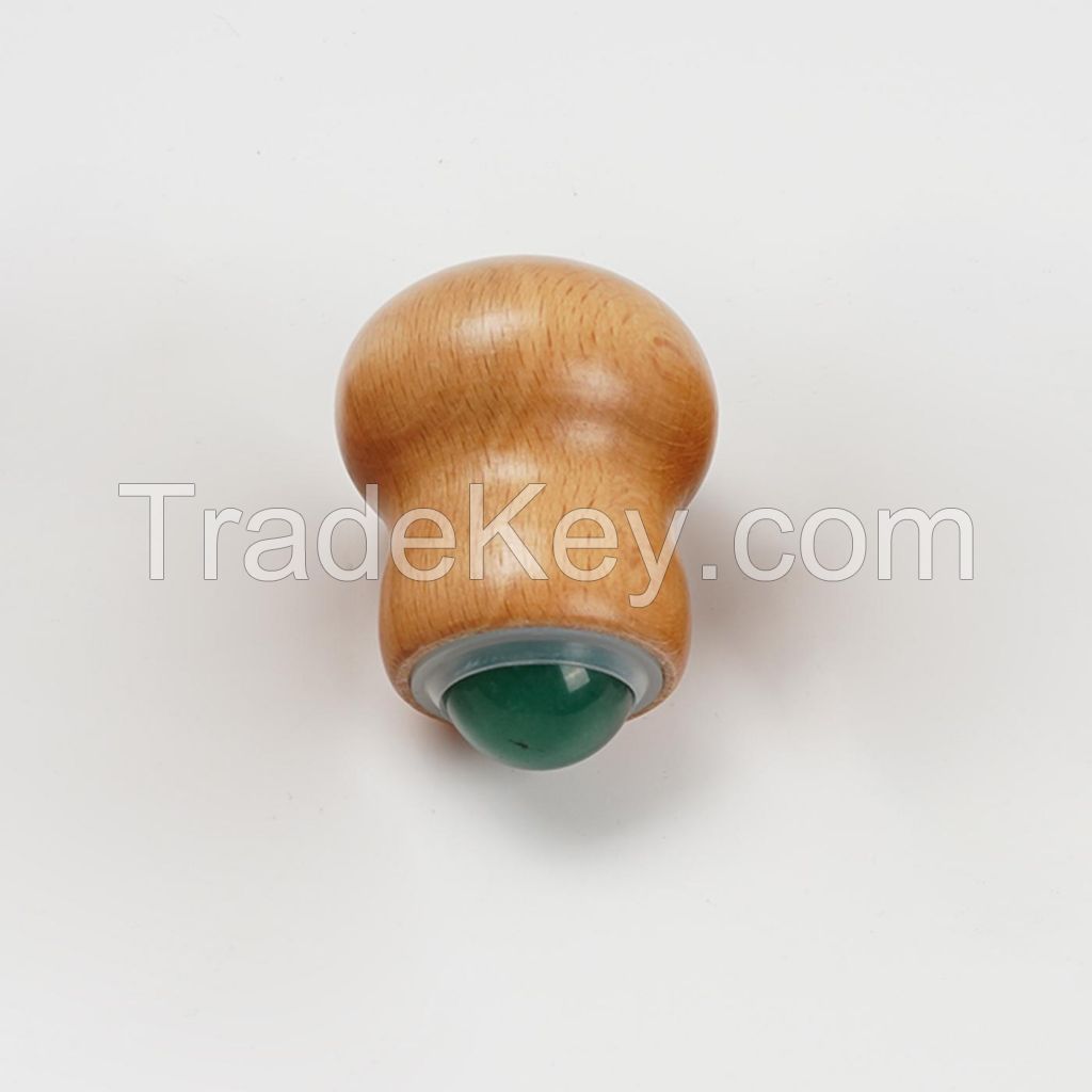 Wooden Gourd Shape Jade Massage Roller