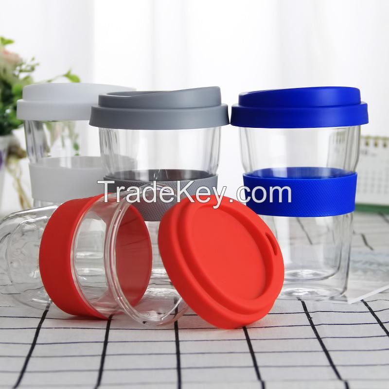 12 oz. Double Wall Clear Mug With Silicone Lid & Sleeve