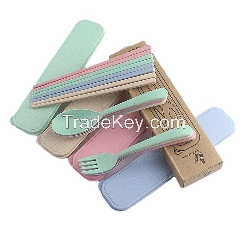 3 Pcs Portable Wheat Straw Utensil Set