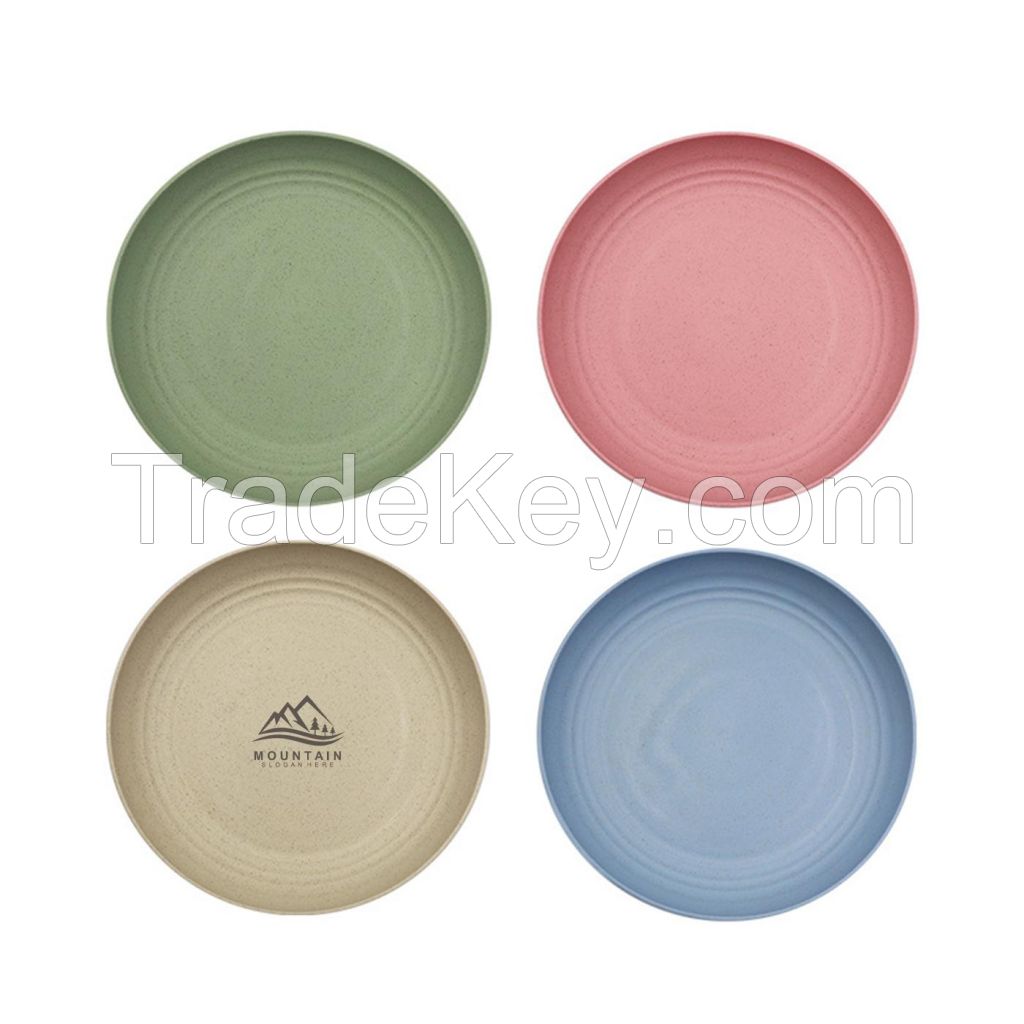 Four Pack Wheat Straw Household Unbreakable Plate