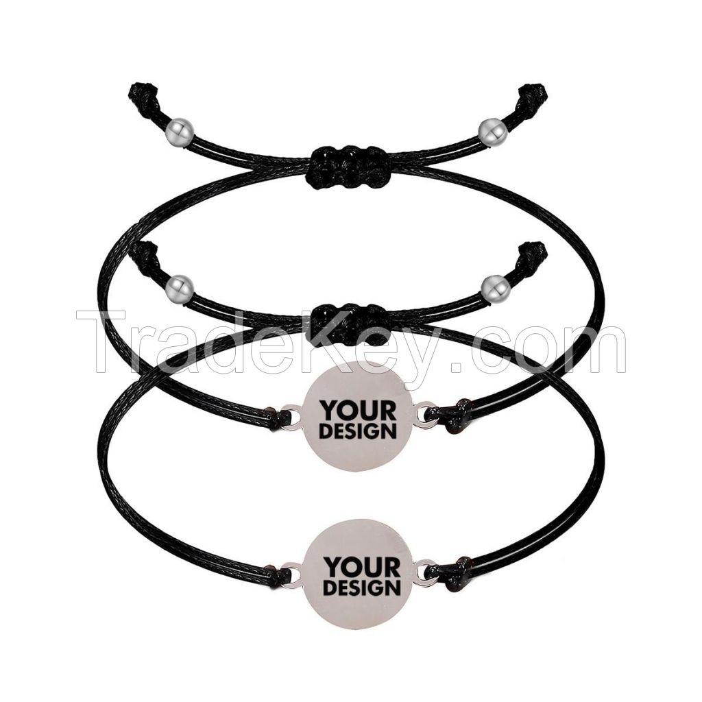 2 Pcs Stainless Steel Friendship Bracelets