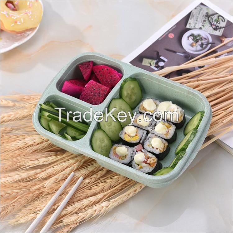 3 Compartment Reusable Wheat Straw Bento Lunch Box