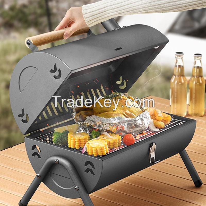 Portable Drum Barbecue Charcoal Grill