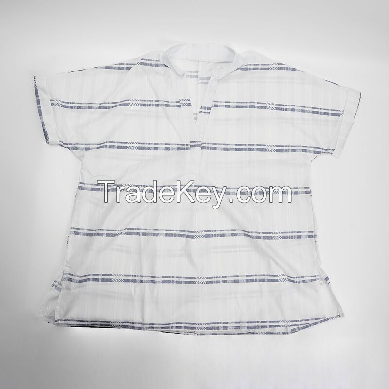 Women Short Sleeve V Neck Pullover Loose Shirt
