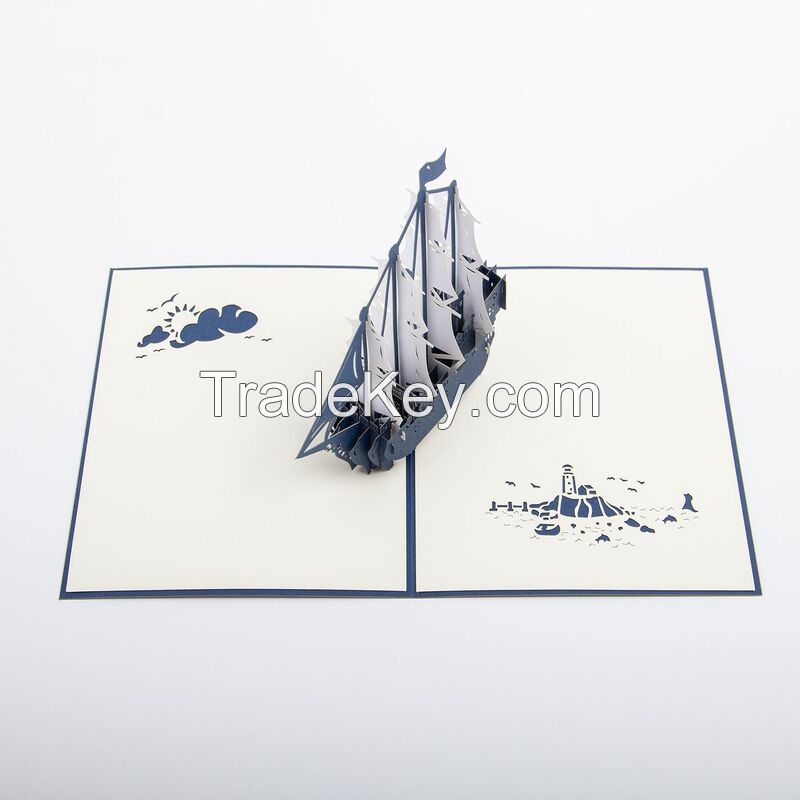 Creative 3D Sailing Boat Greeting Card