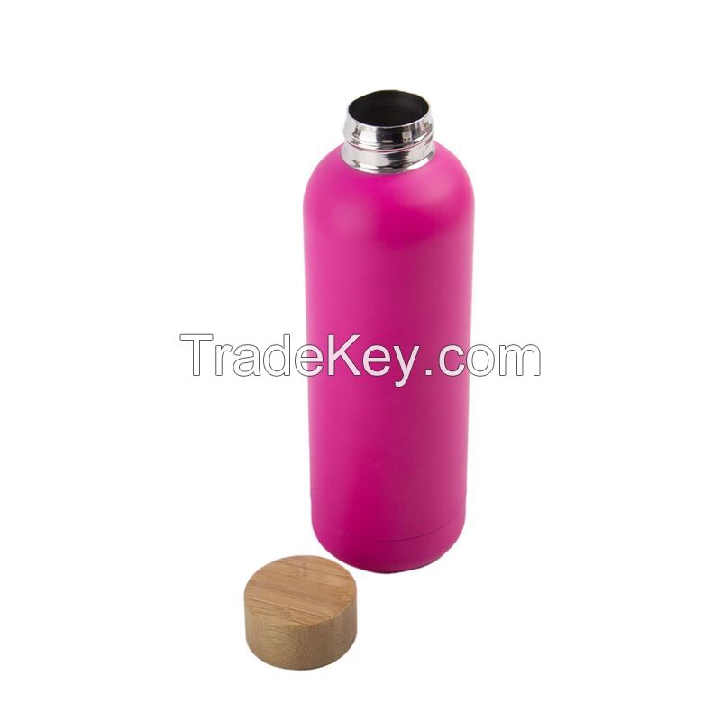 500ml Small Mouth Vacuum Water Bottle With  Bamboo Lid