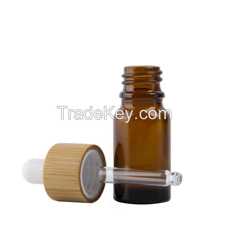 10ml Amber Glass Dropper Bottle With Bamboo Lid