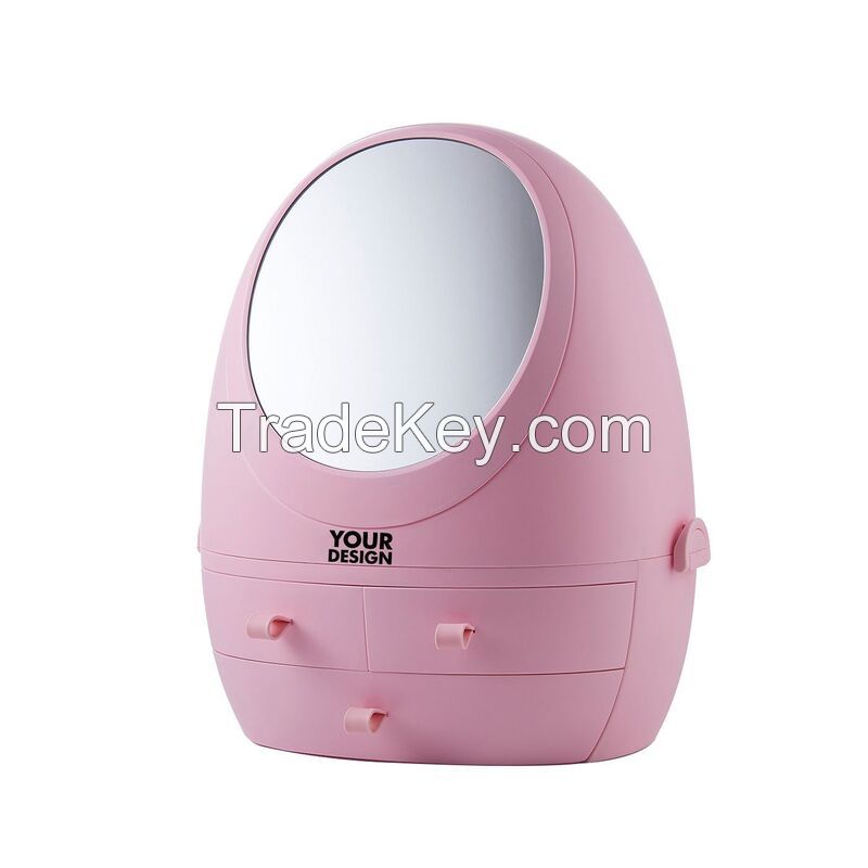 LED Mirror Makeup Cosmetic Organizer Box