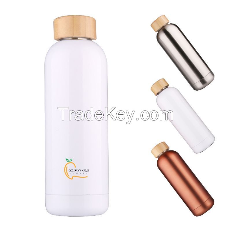 500ml Small Mouth Vacuum Water Bottle With  Bamboo Lid