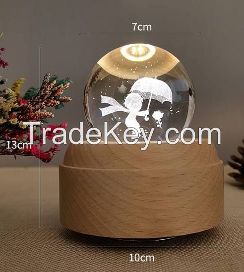 LED Night Light Crystal Ball Music Box