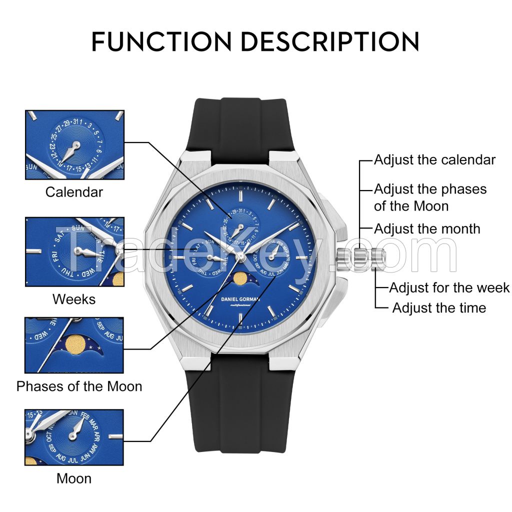 Men's Dress Watch, Quartz Analog Waterproof Leather Band Wrist Watches for Men, Easy Reader Big Face Stainless Steel Luxury Men Watch