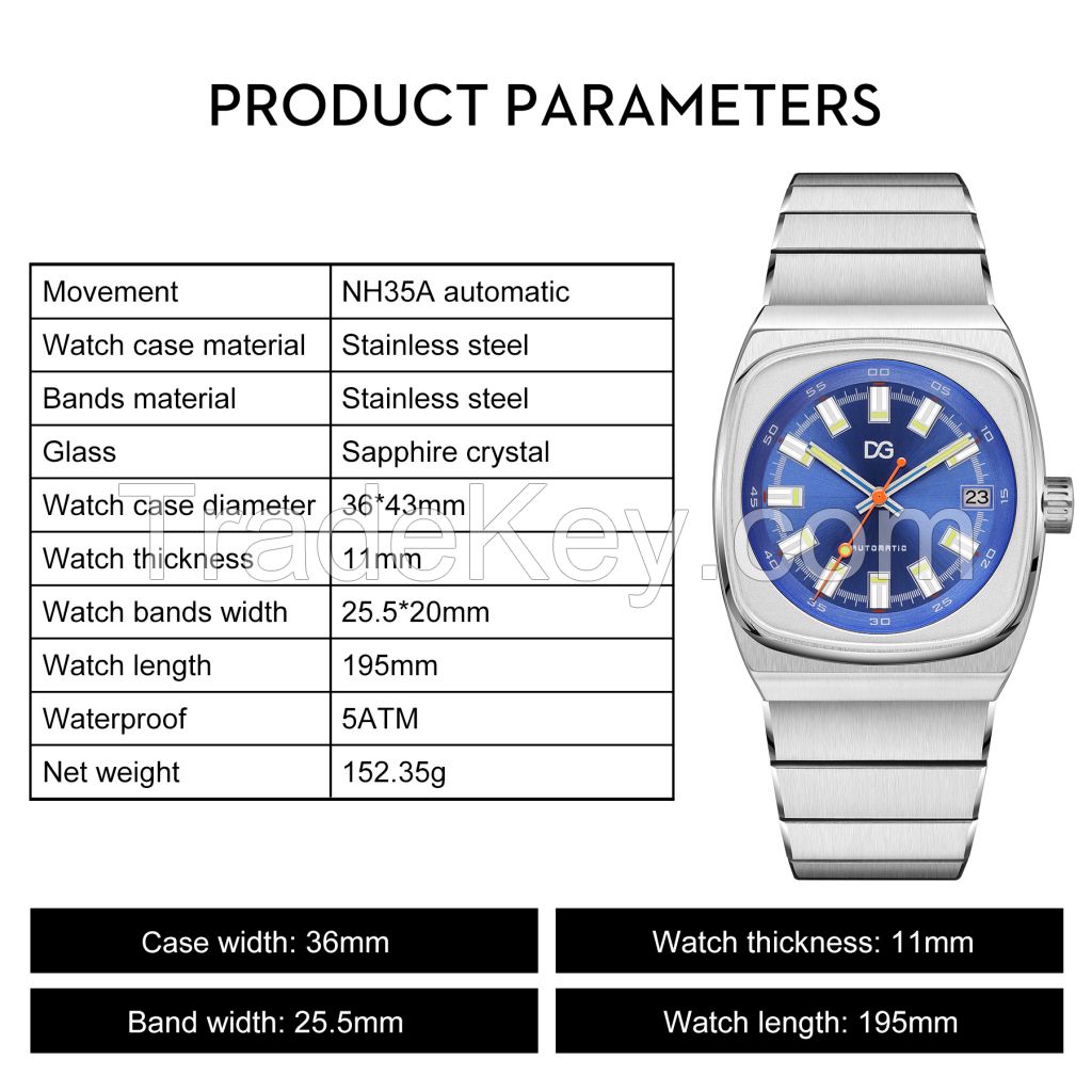 Automatic Watch for Men Analog Luminous Stainless Steel Men's Wrist Watches with Auto Date Calendar and Second hand, 50M Waterproof Easy Reader Big Face Mens Luxury Watch