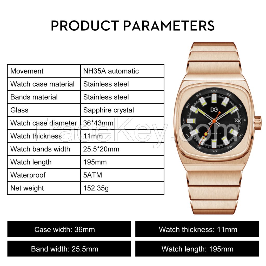 Automatic Watch for Men Analog Luminous Stainless Steel Men's Wrist Watches with Auto Date Calendar and Second hand, 50M Waterproof Easy Reader Big Face Mens Luxury Watch