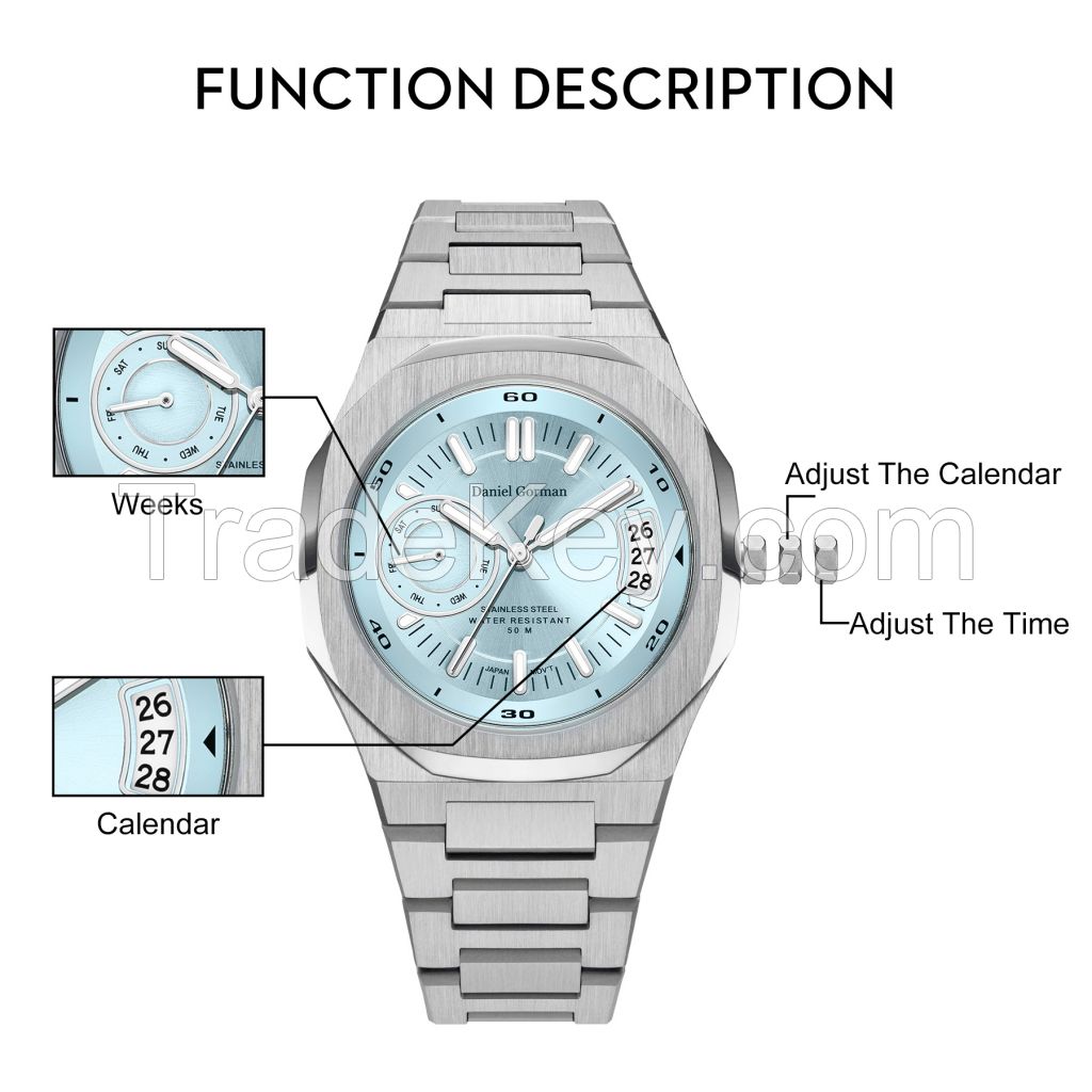 Men's Watch Quartz Analog Stainless Steel, 50M Waterproof Minimalist Thin Men Wrist watches, Easy Reader Big Face Mens Luxury Watch