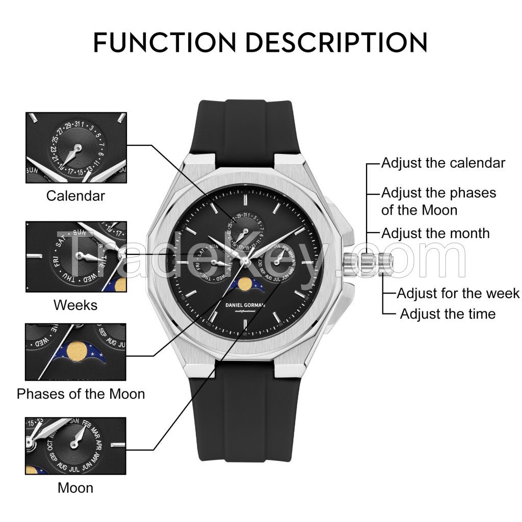 Men's Luxury Watch, Quartz Analog Waterproof Leather Band Wrist Watches for Men, Easy Reader Big Face Stainless Steel Luxury Men Watch