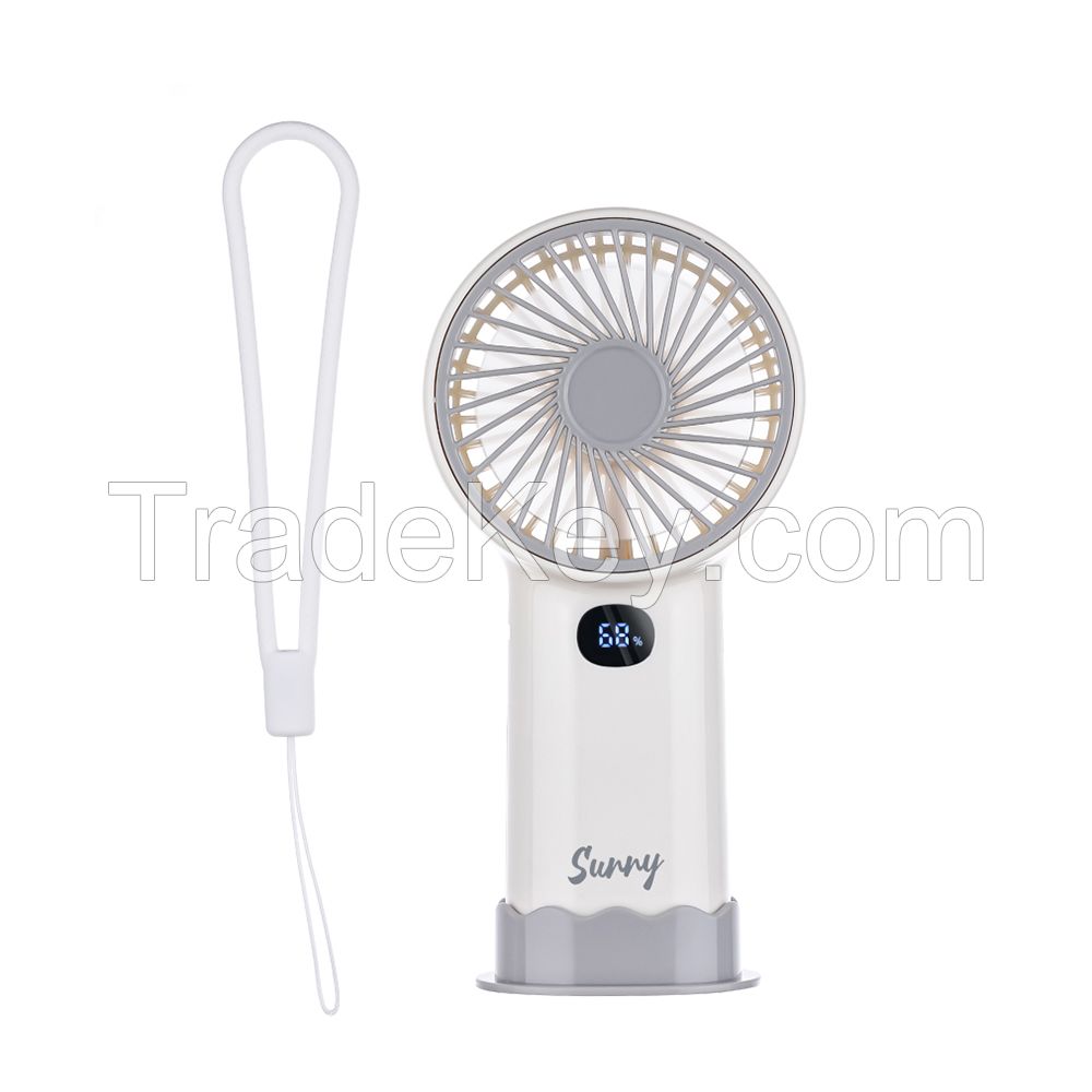 2024 New Handheld Fan 4000mah Rechargeable Cooling Fan 5 Gears LED Display Portable Fan