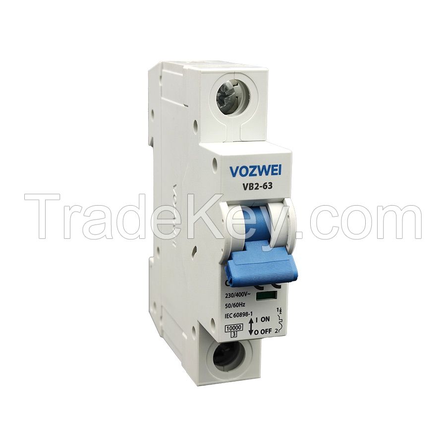 MCB VB2-63 C63 AC63A 1P AC230/400V  DC48/60V Miniature Circuit Breaker for telecom and energy storage