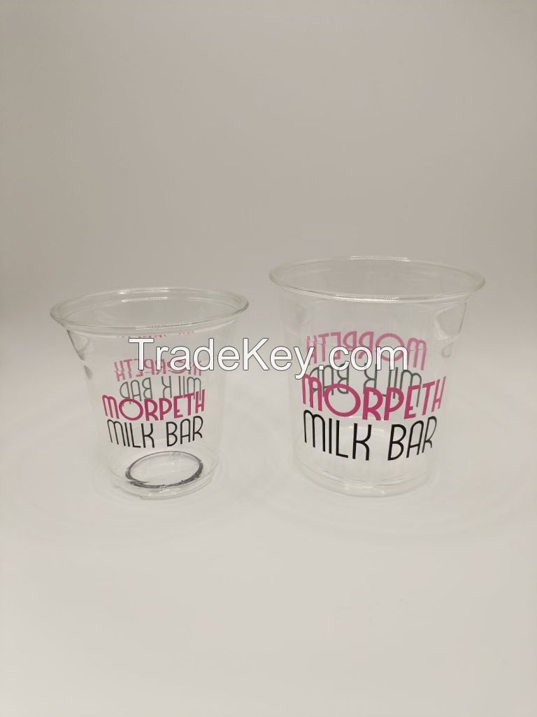 Custom Food Grade 9oz/12oz/16oz/20oz/24oz/32oz Disposable PET Plastic Clear Cold Juice Cups