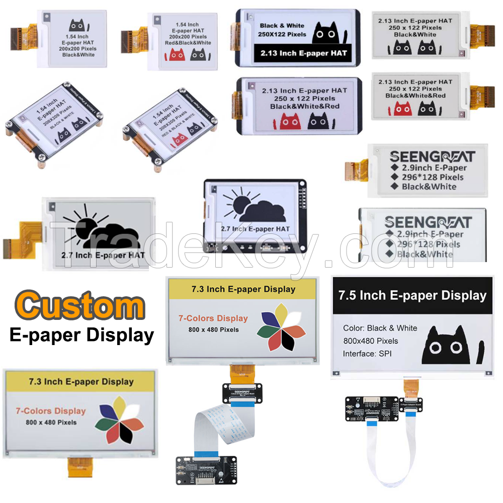 Customize various sizes of epaper display 1.54inch, 2.13inch, 2.7inch, 2.9inch, 7.3inch, 7.5inch, 4.2inch