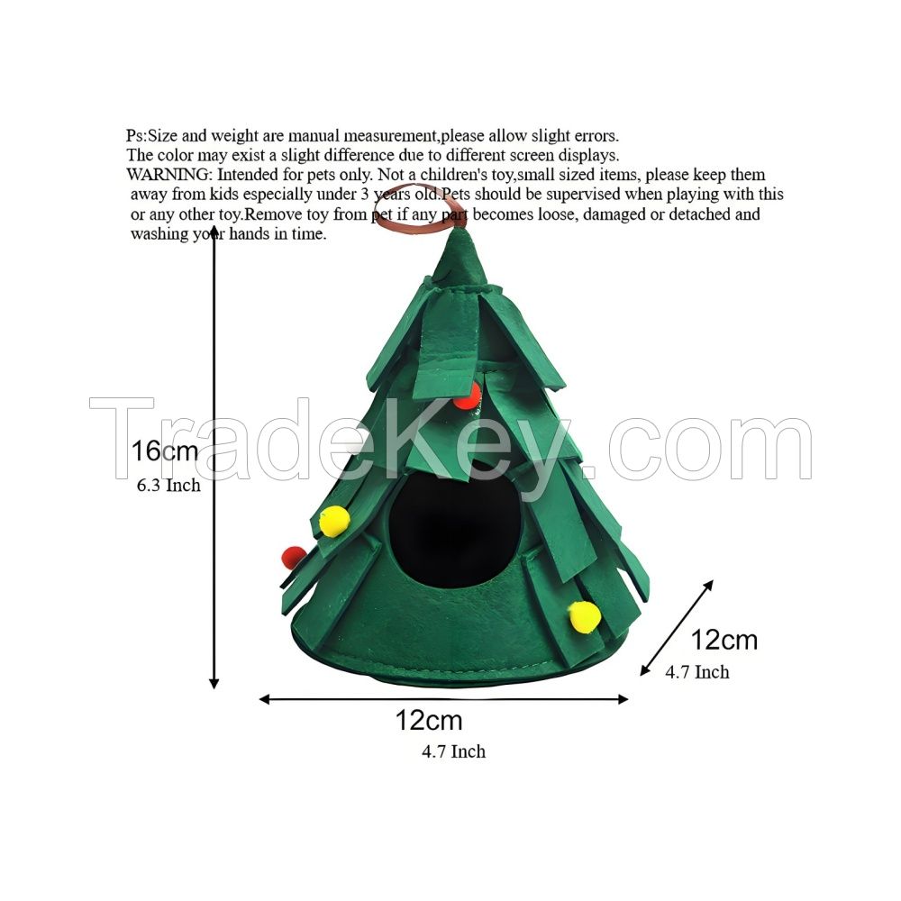 1PCS Christmas Felt Green bed house/nest for small annimal, christmas hamster nest, Cage Accessorie, Rabbit Chinchilla, Hedgehog, Bird Christmas, Tree Shape, big/small size, hang, christmas guinea pig bed