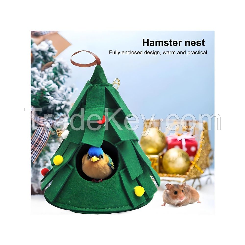 1PCS Christmas Felt Green bed house/nest for small annimal, christmas hamster nest, Cage Accessorie, Rabbit Chinchilla, Hedgehog, Bird Christmas, Tree Shape, big/small size, hang, christmas guinea pig bed