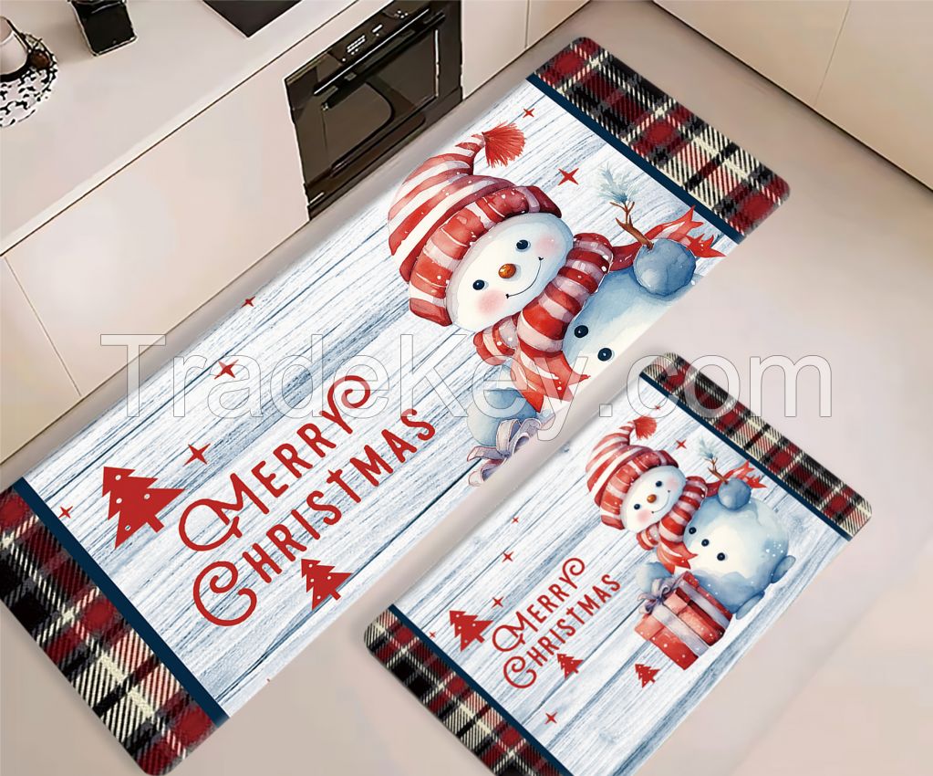 hot selling with elegnat patterns of  PU kitchen mats with christmas patterns