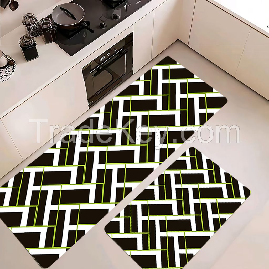 classic black and white pu kitchen mats 