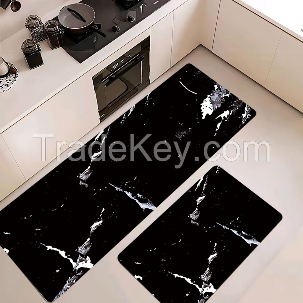 2 pcs of Marble patterns pu anti-fatigue kitchen mats