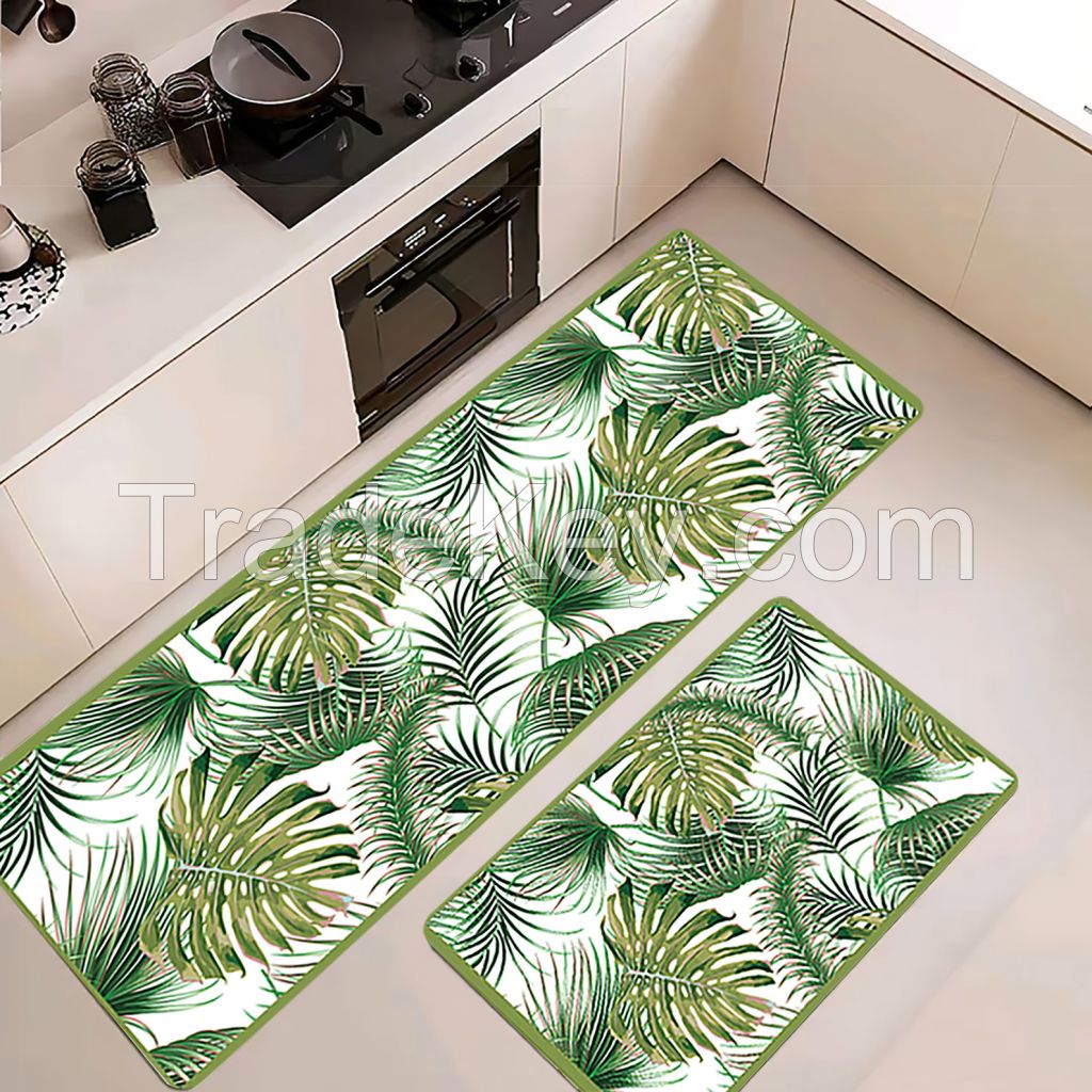 2 pcs of green color customized long standing anti-fatigue kitchen mats